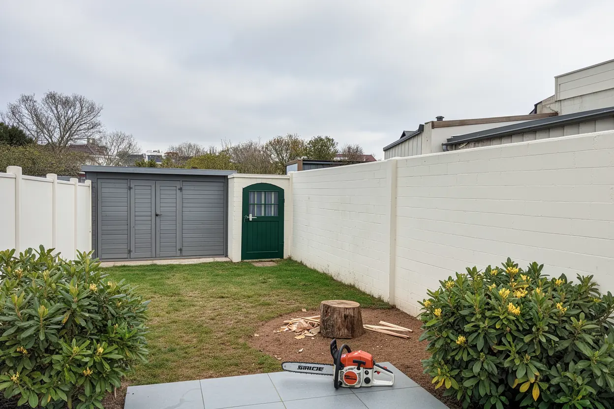 Jardin dégagé après démontage du cyprès à Pornichet