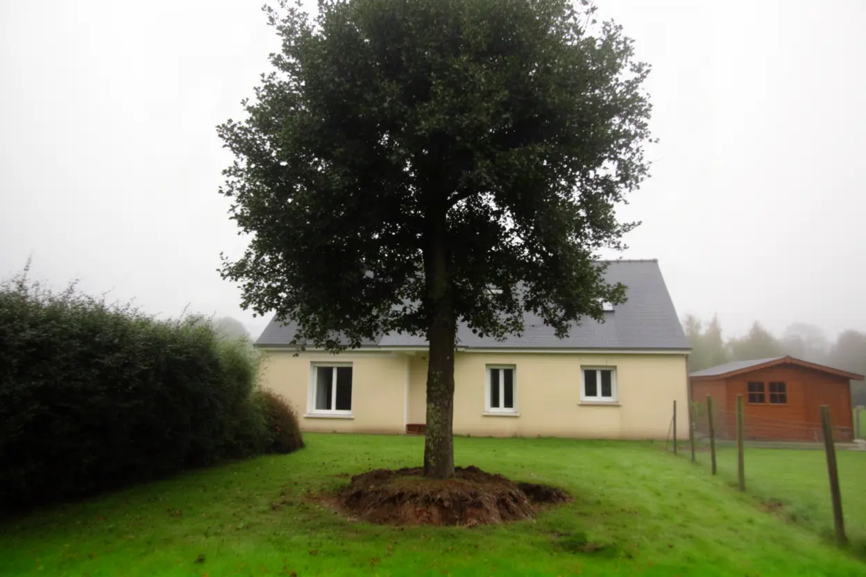 Arbre déraciné avant intervention à Saint-André-des-Eaux