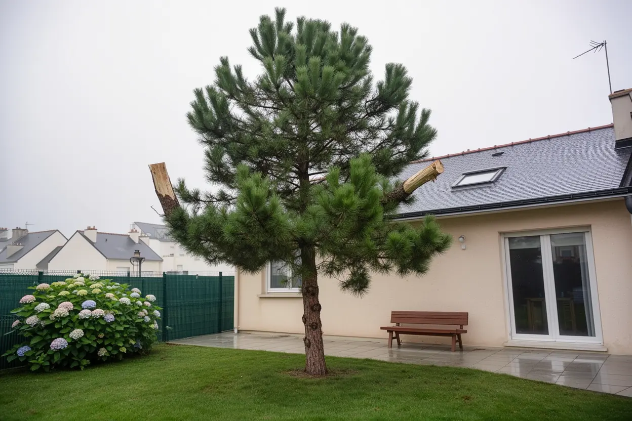 Pin éclairci après taille douce à Saint-Nazaire