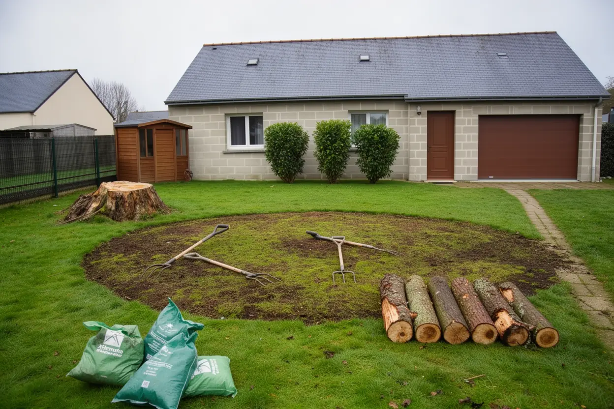 Pelouse propre après ramassage à Montoir-de-Bretagne