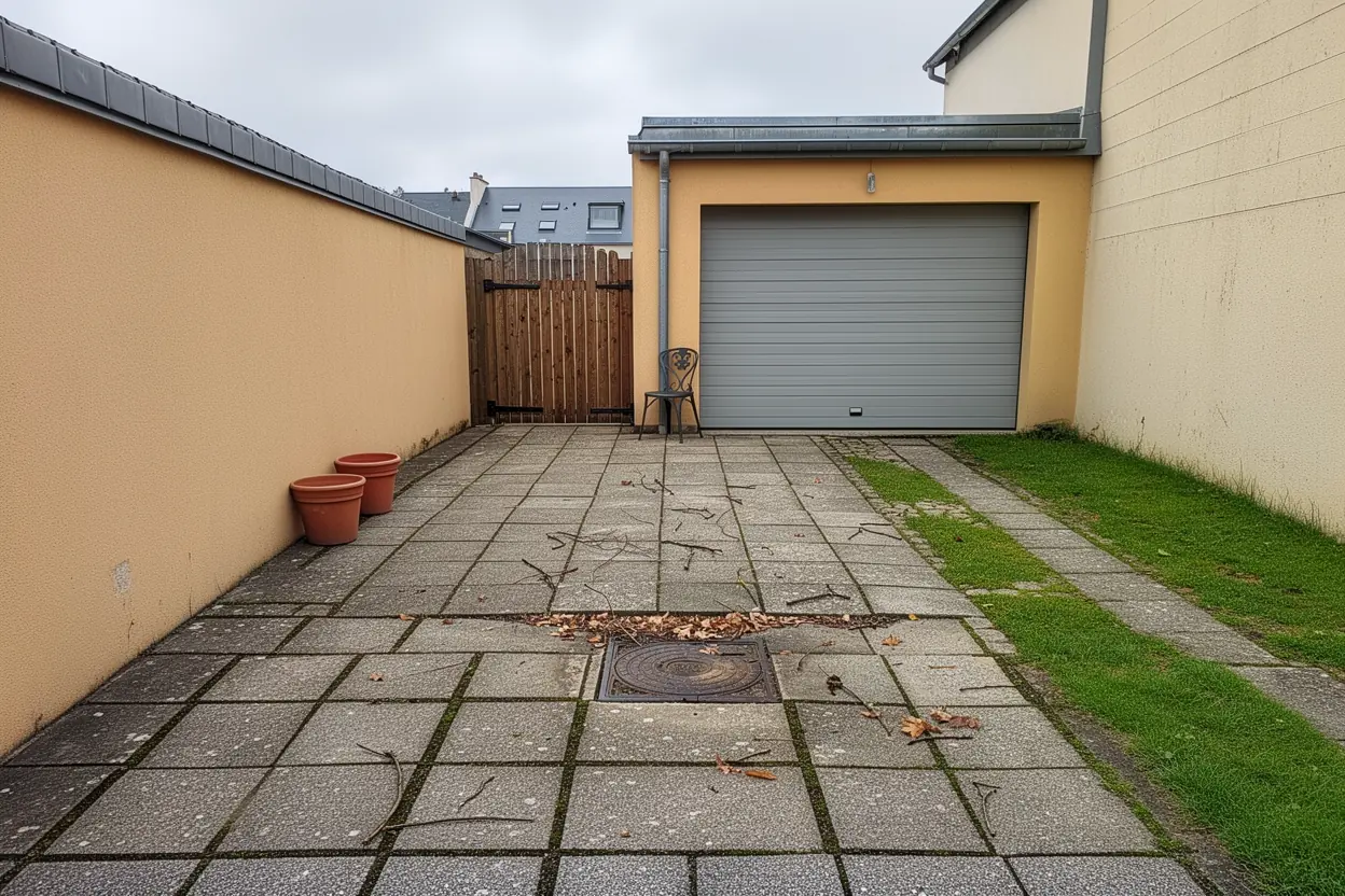 Cour nettoyée après évacuation à Saint-Nazaire