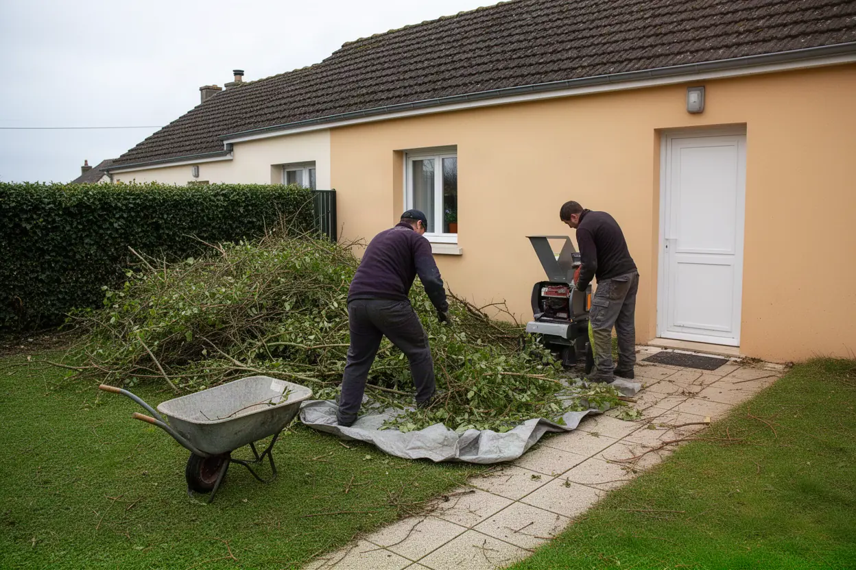 Broyage de branches après élagage à Pornichet